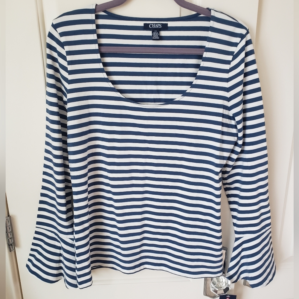 Chaps blue and white shirt